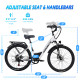Electric Mountain Bike for Adults 26" Step-Thru Commuting Ebike for Men Women (Color: White)